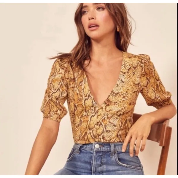 Reformation Eliana‎ Button Down Blouse In Boa Size XS - Image 2