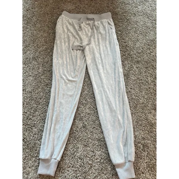 Aerie Light Gray Crushed Velvet Joggers Womens XS Lounge Pants Soft‎ Ribbed - Image 2