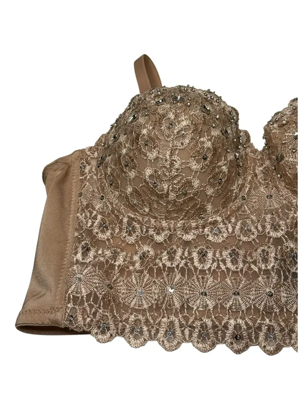 new Windsor ☀︎︎ Lace Beaded Bustier Top ☀︎︎ Nude ☀︎︎ XL ☀︎︎ Festival Date Night - Image 7