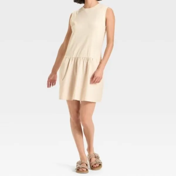 Universal Threads Tan Mini Shift Dress Women's‎ M - Image 4