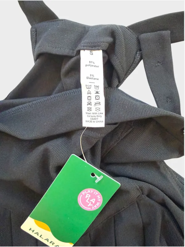 Size S Halara Adjustable Strap Plicated Waffle Casual Overalls Black - Image 4