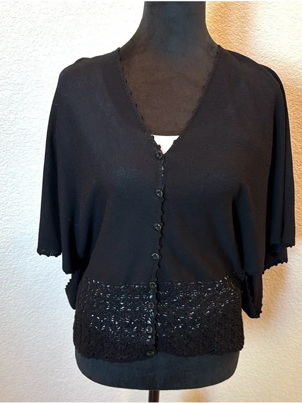 Vintage Ann Taylor cotton and crochet bottom sweater - Image 4