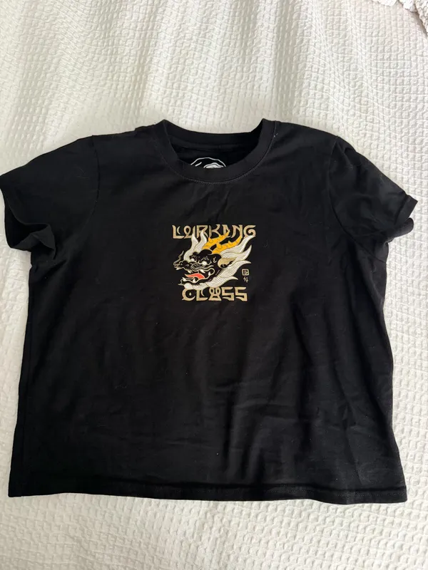 Black Dragon Graphic Baby Tee | Y2K Streetwear | Size S - Image 2