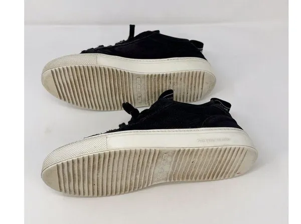 P448 Sohosocks Womens Shoes Black Suede Low Top Fashion Sneakers Italian 39 US 9 - Image 5
