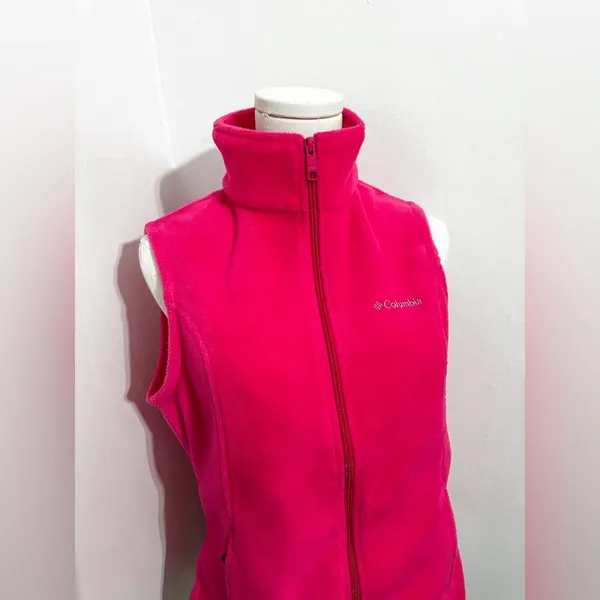 Women’s Columbia Full Zip Hot Barbie Pink Fleece Vest Small - Image 2