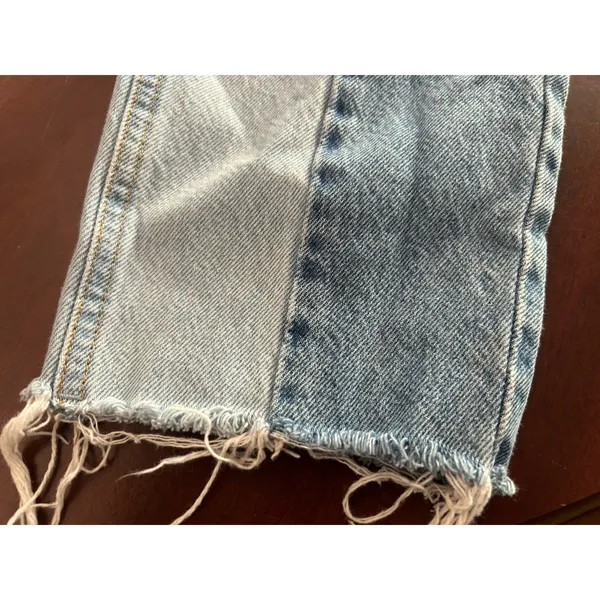 Stradivarius STR Two Toned Denim Jeans Raw Hem Women Sz 6 90s Inspired Straight - Image 10