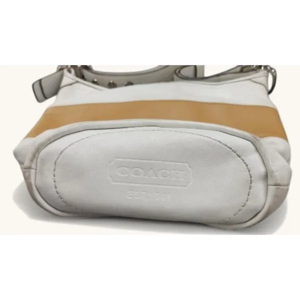 Vintage Coach 6277 Leather Bucket Bag White Tan Y2K Shoulder Purse - Image 4