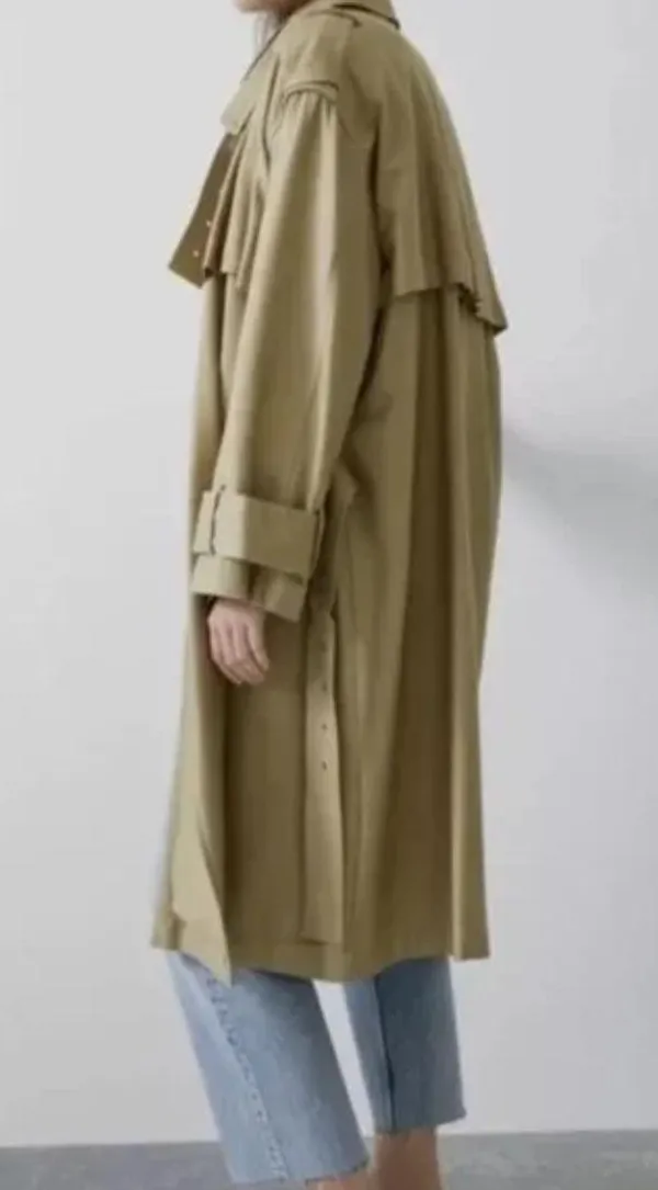 NWT Zara Oversized Trench Coat Belted Double Breasted Bloggers Fav S/M - Image 4