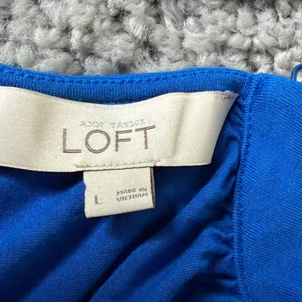Ann Taylor LOFT Royal Blue Halter Neck Tank Top Sleeveless Rayon Blouse Large - Image 3