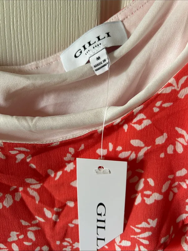 Gilli Sunday Best Floral Ruffle One Shoulder Coral Belted Dress Sz Med Fairycore - Image 5