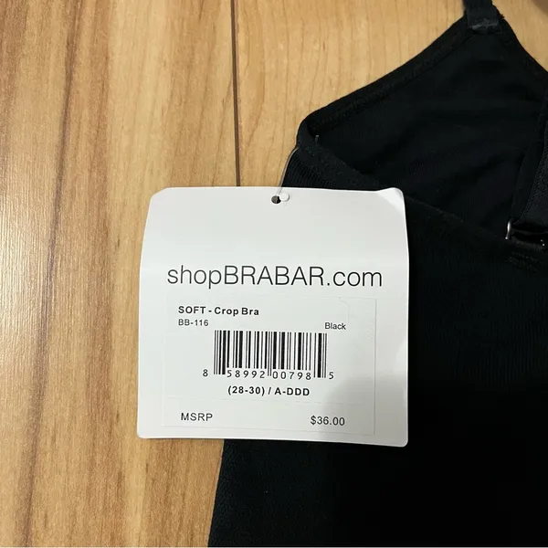 Bra Bar Women's Sz 28-30 A-DDD (Small) Soft Crop All Day Bra Black Stretch NWT - Image 3