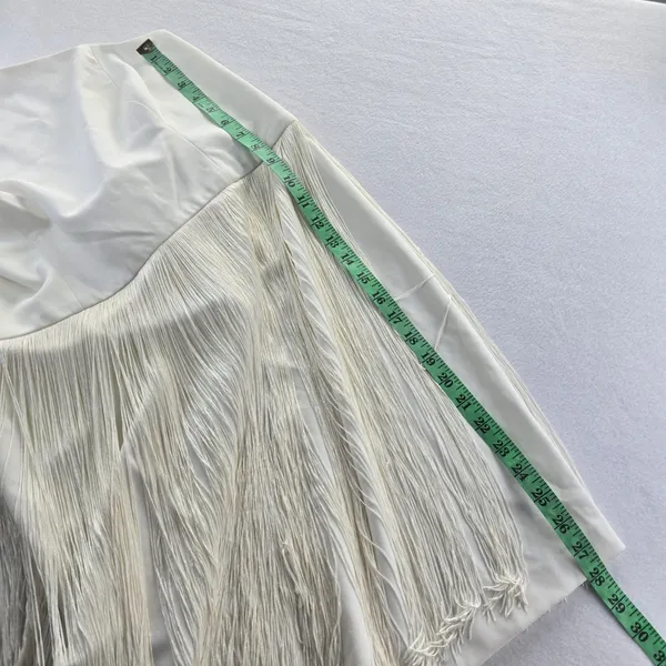 Aidan Mattox Ivory Fringe Halter Dress Party Cocktail‎ Mini Sleeveless Size 14 - Image 12