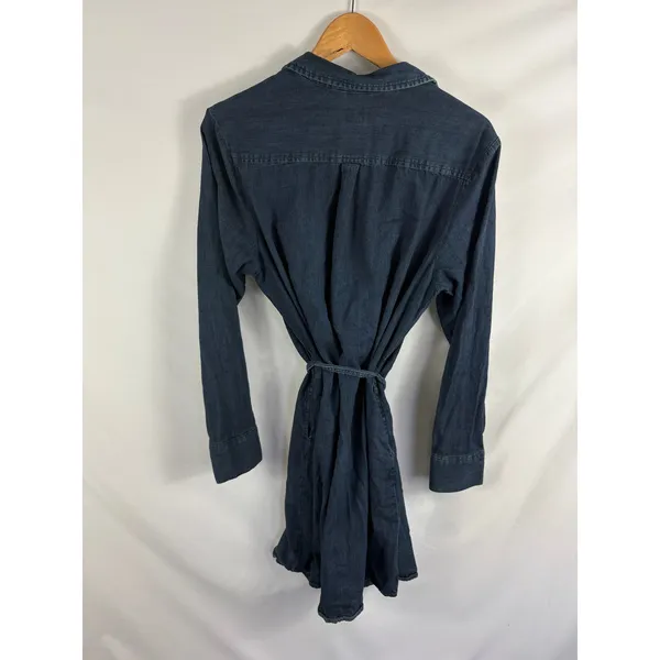 a new day Denim Long Sleeve Button Up Tie Wist Dress Size XL - Image 3