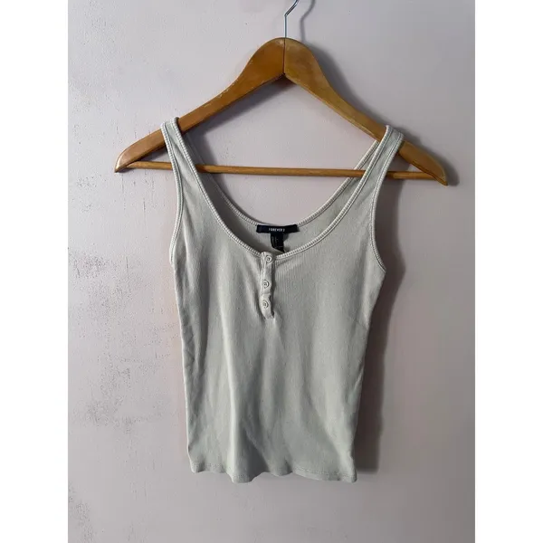 Forever 21 Tan Henley Tank Top Size S - Image 5