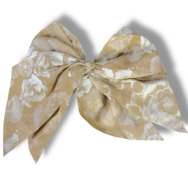 Free People Ethereal Dainty Rose Floral Twiggy Bow Barrette Neutral Tan Cream - Image 4