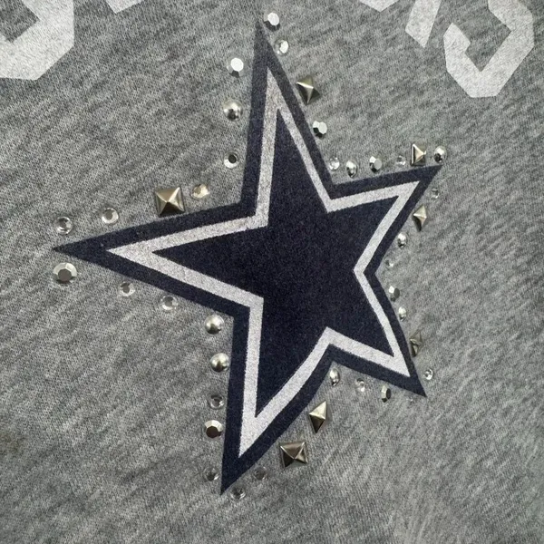 PINK Victorias Secret Vintage NFL Dallas Cowboys Rhinestone Hoodie Medium - Image 4