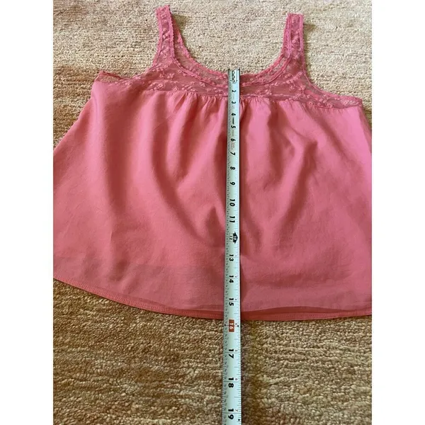 Aerie Pink Lace Trim Tank Top Women’s Size M Medium Floral Mesh Detail - Image 4