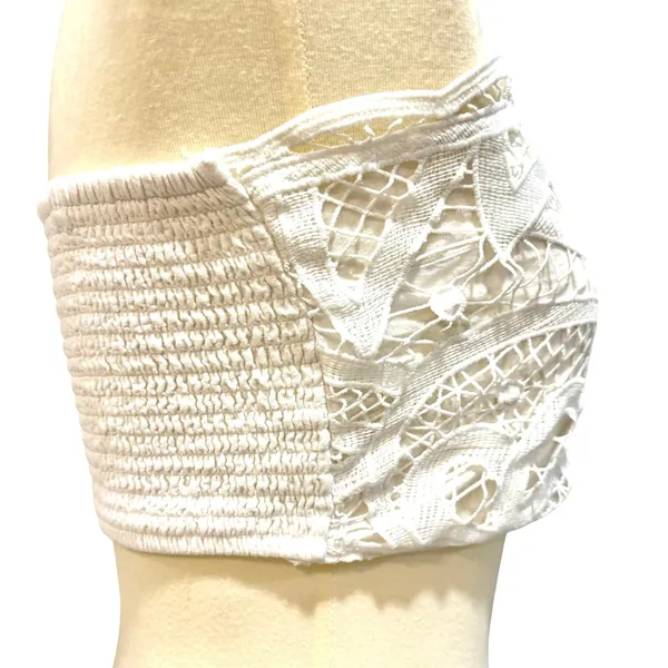 American Eagle Boho Cream Lace Crochet Strapless Bandeau Crop Top Festival Cottagecore Small - Image 5