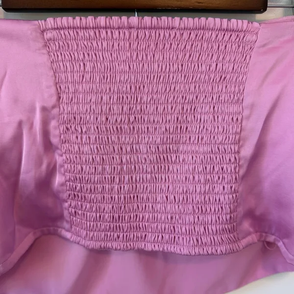 Abercrombie & Fitch‎ Womens Strapless Satin Pink Ruched Back Tube Top Size Large - Image 5