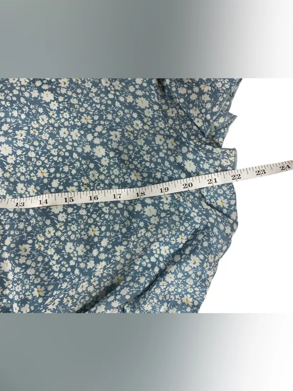Manydress Blue Floral Midi Dress Flutter Sleeve Tie Waist Cottagecore Boho XL - Image 8