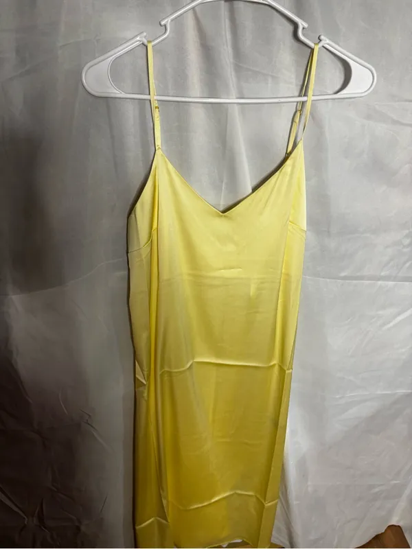 Light Yellow Satin Slip Dress - Unbranded - Image 4