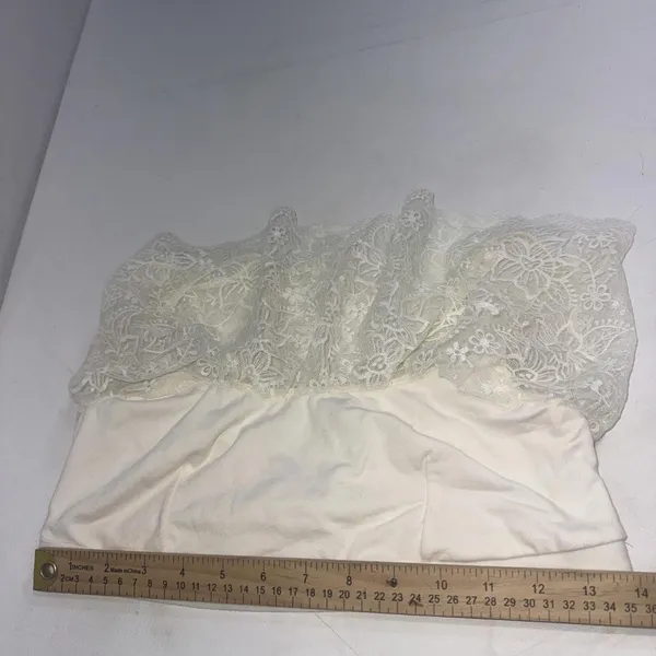 Aerie Bralette Pullover Wireless Lace Overlay Crop Top Bra Cream‎ Size Large - Image 9