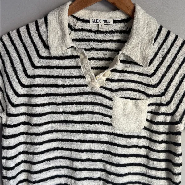 Alex Mill Clifford Sweater in a black and ivory striped Small - Image 5