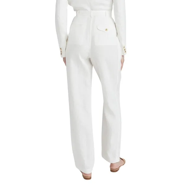 Mara Hoffman Eldora Trouser Size‎ 4 White High Rise Wide Leg Tailored 100% Hemp - Image 2