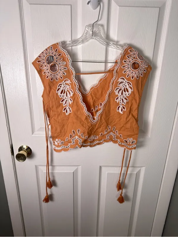 Farm Rio Banana Tree Camel Blouse S - Image 2