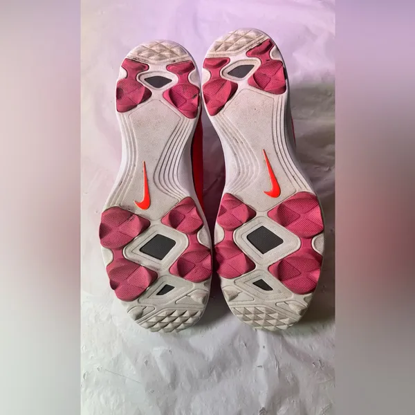 Nike Bright Red Sneakers with Pink Swoosh and White Laces - Image 8