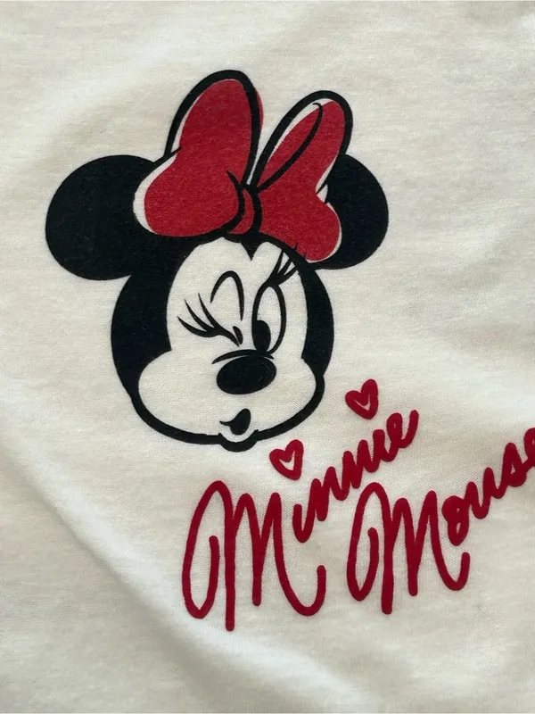 Disney Mickey & Minnie Mouse Graphic T Shirt Womens Size Small White Short Sleev - Image 5