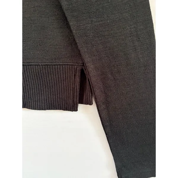 Rag and Bone Black Mock Neck Button Back Knit Sweater Long Sleeve Drop Shoulder - Image 6