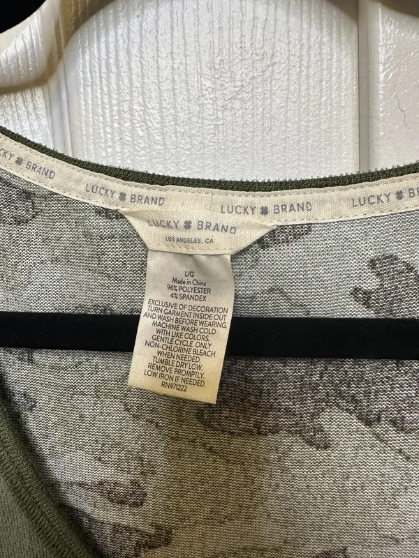 Lucky Brand Green Camouflage Sleeveless Tank L Scoop Neck Summer Top - Image 2