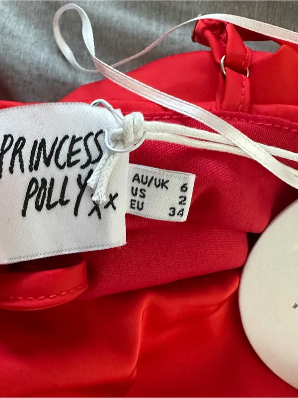 Princess Polly Mateo Mini Dress Red Size US 2 Ruched Satin Cowl Neck NWT - Image 5