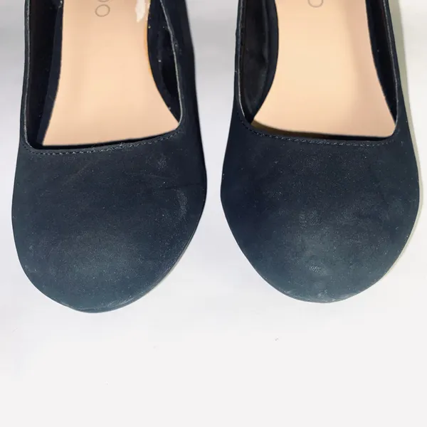 Me Too wedge heels - black w/silver tipped bow, size 5.5 - Image 7