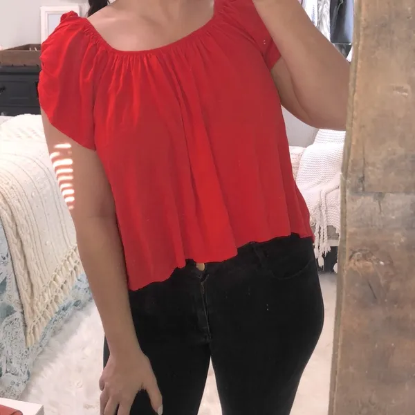 Altar'd State size small red boho tie sleeve top - Image 4