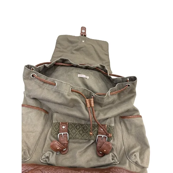 Cape Juby Womens Green Denim & Faux Leather Backpack 14x16 SKU 7057 - Image 10