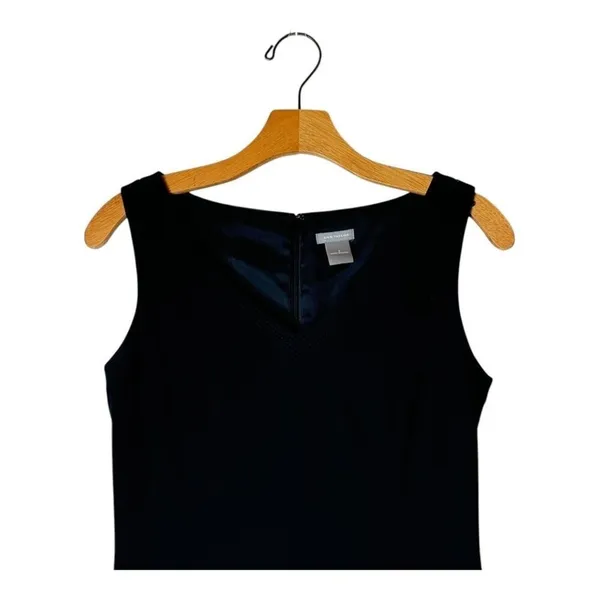 Ann Taylor Dress Women 2 Black Sleeveless V Neck Pleated Back Hem‎ Fit And Flare - Image 3