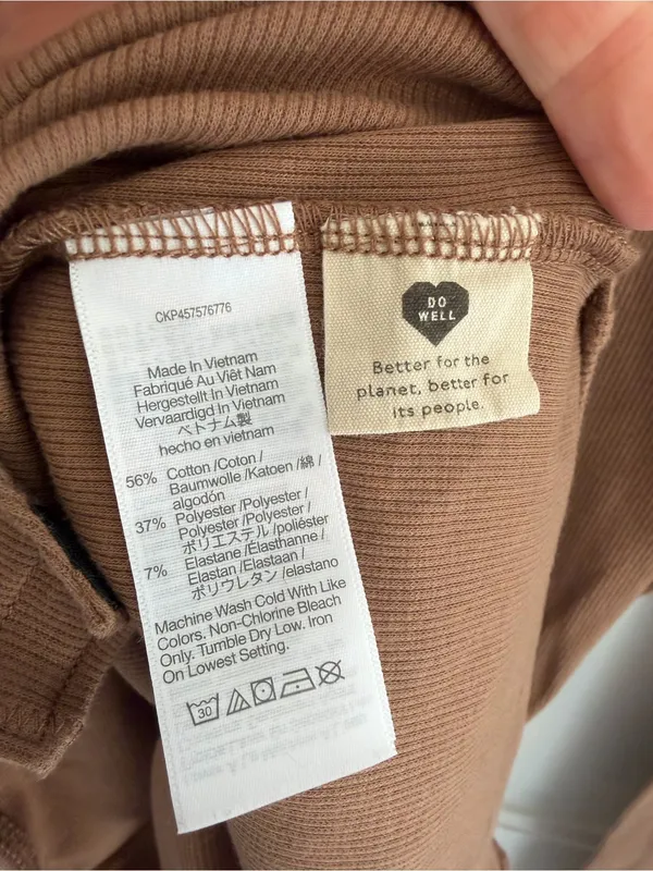 Madewell‎ Ribbed Long Sleeve Crew Neck Bodysuit Brown Large - Image 6