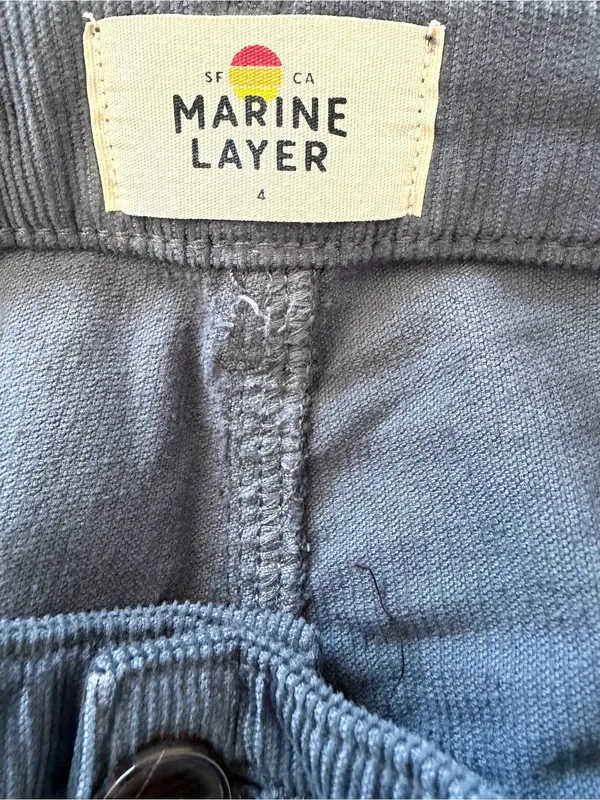 Marine Layer Bridget Corduroy Wide Leg Crop Pants Size 4 Blue Gray Button Front - Image 4