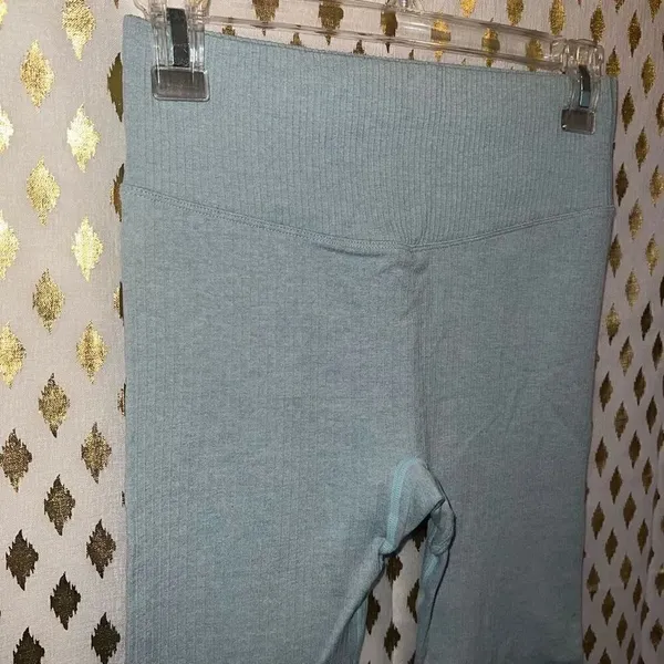 Ribbed Seamless Leggings blue Gym Clothes Yoga size M - Image 4