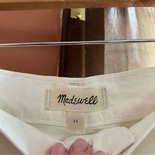 Madewell Denim Utility Shorts Button Fly‎ High Waisted Tile White NWT Size 31 - Image 5
