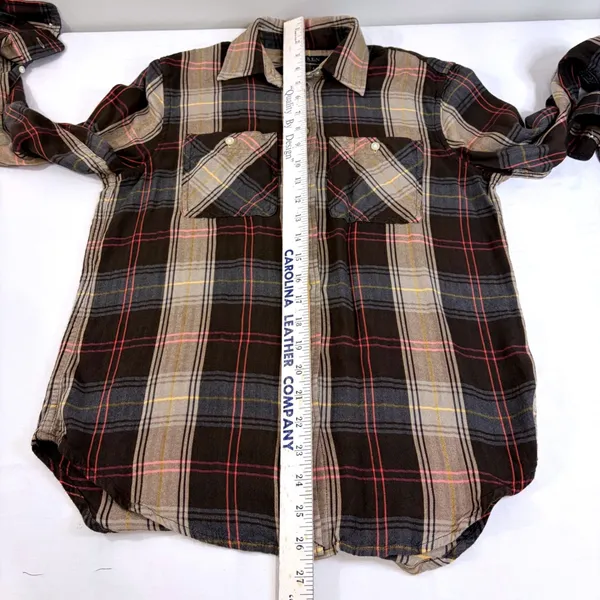 Ralph‎ Lauren Plaid Western Cowgirl Rodeo Shirt Brown Pink XS Roll Tab Sleeve - Image 4