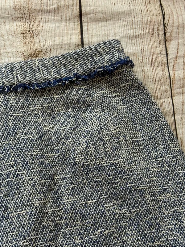 ZARA BASIC Navy Blue White Boucle Knit Mini Skirt Button Front Size Medium - Image 12