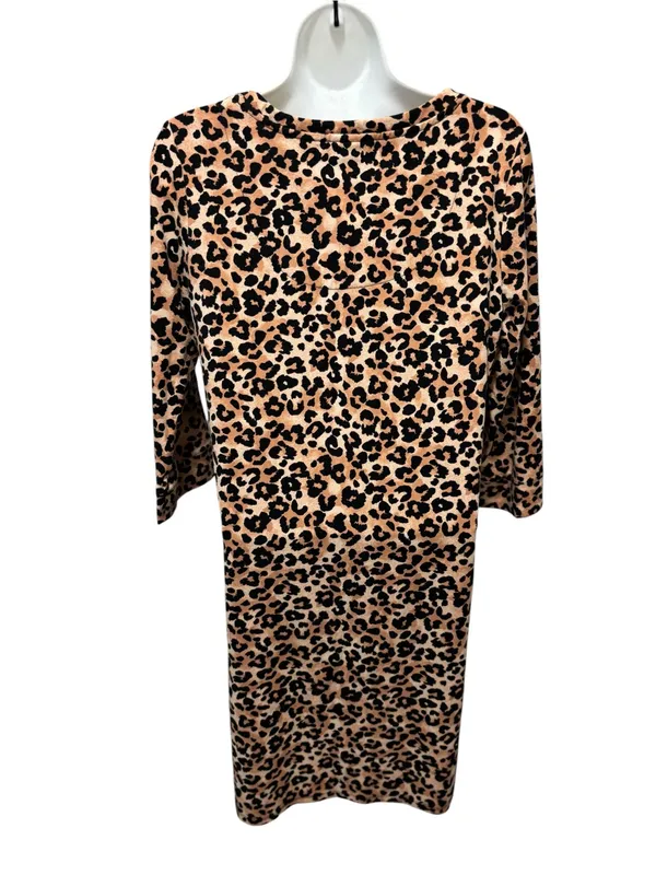 Soma Mob Wife A Line Animal Print Cheetah Dress Sz S Stretch Cotton 3/4 Sleeve - Image 5