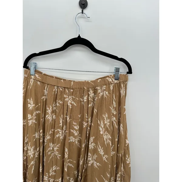 Boho Floral Handkerchief Midi Skirt Brown Raw Hem Asymmetrical Festival Fairy - Image 7