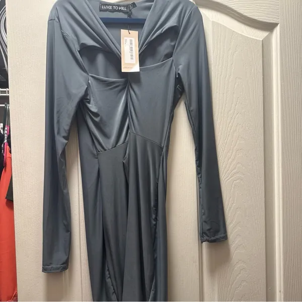 Luxe to kill grey‎ Long Sleeve Dress Blue Size 8 - Image 2