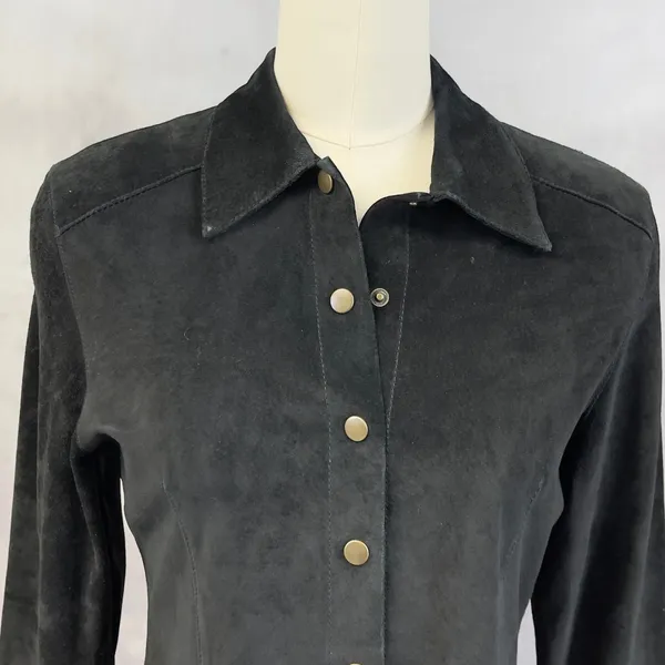 Vintage Westbury Leather Shirt Jacket Women M Black Suede Minimal Indie Edgy 90s - Image 4