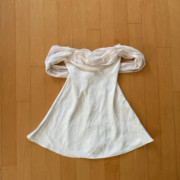 Princess Polly Adoration cream off the shoulder satin mini dress - Image 2