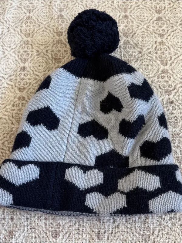 The Cashmere Project Heart Pattern Pom Pom Beanie - Image 5